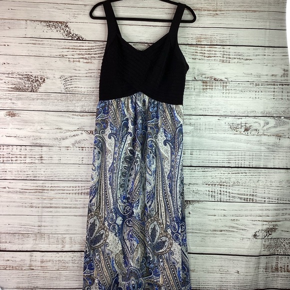 AVENUE PAISLEY PLUS SIZE 14 16 Blues, Black & White Maxi Dress - Picture 7 of 15